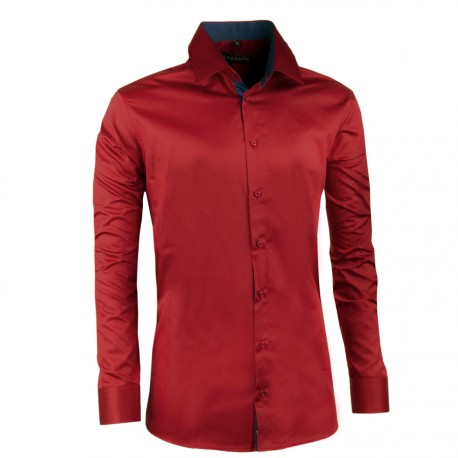 Tmavě červená pánská košile slim 100% bavlna non iron Assante 30388