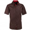 Pánská hnědá košile slim krátký rukáv 100% bavlna non iron Assante 40242